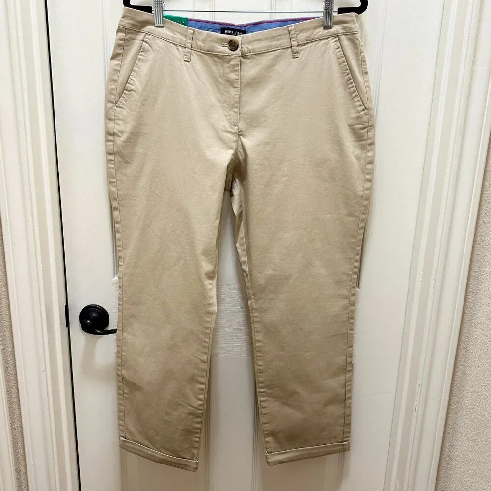 Nautica Jeans Women's Chino Pant Size 12 Khaki Stretch Relaxed Fit Ankle Length